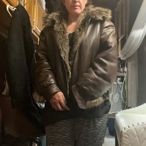 Leather Bomber coat and fur coat reversable or other side is